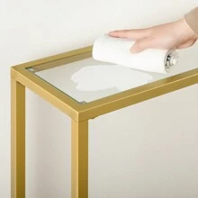 Console Table With Shelves 100cm Tempered Glass Side Table Entryway Table Modern Sofa Table Display Table Metal Frame Living Room Hallway Gold