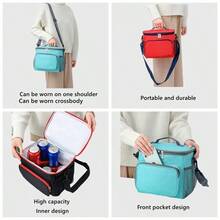 1 Túi Dã Ngoại Vuông Di Động Có Sức Chứa Lớn - Túi Giữ Nhiệt Bữa Trưa Bền Bỉ Và Tiện Lợi, Có Thể Mang Bằng Tay Hoặc Đeo Túi, Thích Hợp Cho Túi Dã Ngoại Bảo Quản Tươi Mát Cách Nhiệt Ngoài Trời - màu đen - Xem 5