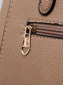 新款单肩包，配有毛球吊坠，休闲风格，母亲节礼物，妈妈必备单品，完美适用于办公室、大学、工作、商务、通勤、户外、旅行、外出，绝对是最好的母亲节礼物！ - 卡其色 - 查看 11