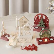 1 pieza Molde de silicona para velas con 1 orificio, 2 orificios o 3 orificios con diseños de castillo, ángel y árbol de Navidad para manualidades con yeso, decoraciones navideñas y regalos hechos a mano