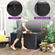 Extra-Large 230 Gallon Deck Box, Outdoor Storage Box With Adjustable Partition, Lockable And Waterproof,Black - màu đen - Xem 3