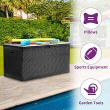 Extra-Large 230 Gallon Deck Box, Outdoor Storage Box With Adjustable Partition, Lockable And Waterproof,Black - màu đen - Xem 2