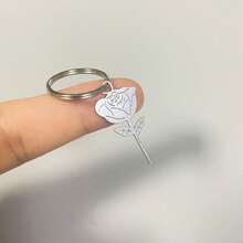 玫瑰花形不鏽鋼手機SIM卡釋放針，SIM卡取出工具，鑰匙扣適用於蘋果、VIVO、OPPO、三星 - 銀色 - 查看 3