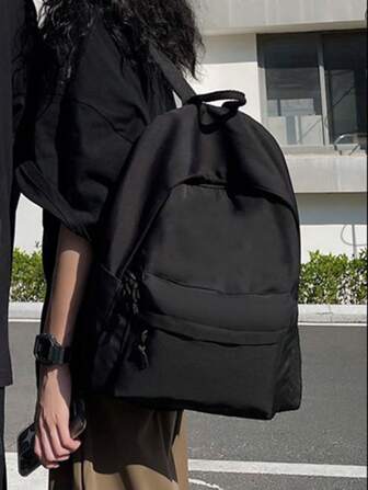 Fashionable Solid Color High Capacity Nylon Casual Multifunctional Backpack With Multiple Pockets, Suitable For Students, Ladies On The Go, Back To School Supplies, School Supplies, School Backpack, Backpack For School, Back To School Backpack, School Bookbag, Big Backpack, Backpack School, Back To School Bags, Large Capacity, Waterproof, Laptop Compartment, Lightweight, Portable, Classic Casual, Suitable For Teen Girls Women College Students, Perfect For Back To School, First Day Of School, Middle School, High School