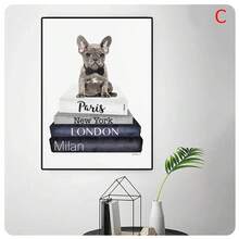 1PC Animals Pomeranian Books Posters Wall Art Canvas Painting Image Print Home Bedroom Bedside Background Decor Prints Unframed - Multicolor - View 5
