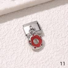 1/5/10 piezas Surtido de dijes encantadores en forma de mariquita, donut, cisne, tacón alto, estrella y helado, serie de dijes modulares italianos para brazalete, accesorios de joyería - Manualidades de joyería DIY