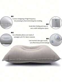 Comfortable Inflatable Pillow, Ultralight A4 Size Inflatable Travel Pillow, Small Squared Flocked Fabric Air Pillow For Office, Traveling, Holiday Trip, Hiking, Camping,Napping,Neck Lumbar Support, Multiple Colors Available