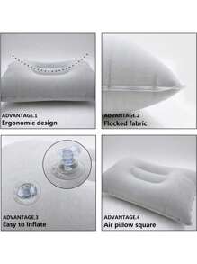 Comfortable Inflatable Pillow, Ultralight A4 Size Inflatable Travel Pillow, Small Squared Flocked Fabric Air Pillow For Office, Traveling, Holiday Trip, Hiking, Camping,Napping,Neck Lumbar Support, Multiple Colors Available