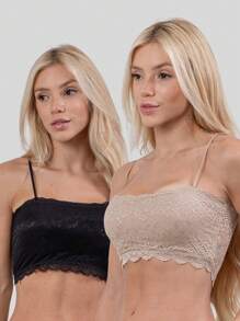 Kit 2 Top Renda Alcinha Feminino Alça Fina