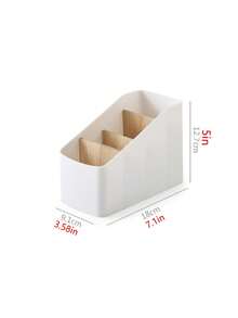 1入組節省空間的桌面組織架：小巧型3層耐用塑料儲物架，適用於遙控器、配件和辦公用品 - 白色 - 查看 2