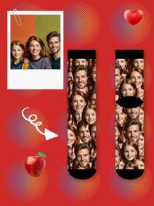 Customized Photo Socks For Men, Can Print Any Pattern, Funny Couple High Socks, Suitable For Valentine's Day, Birthday And Other Occasions, Fun And Personalized, Cartoon Style, Colorful Options, Rich In Patterns Like Dogs, Kittens, Etc., Fashionable And Versatile, Comfortable And Casual, Showcasing Unique Charm. - Multicolor - View 3