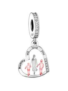 1 Stück minimalistischer 925er Sterling Silber rosé goldener zweifarbiger Familien Gehende Anhänger Perle DIY Jahrestags Geburtstags Geschenk Valentinstag - Silber - Übersicht 9