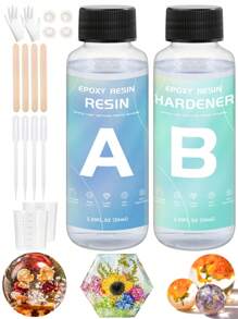 50ml/100ml/250ml/500ml/1000ml 透明水晶环氧树脂套装，适用于桌面和酒吧铸造的无气泡树脂，适用于工艺品的透明环氧树脂，生日/派对/节日礼物 - Epoxy Resin - 查看 11