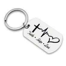 1入組信念希望愛生命線鑰匙扣，帶心形吊飾，適用於畢業、生日、聖誕節、啟發等