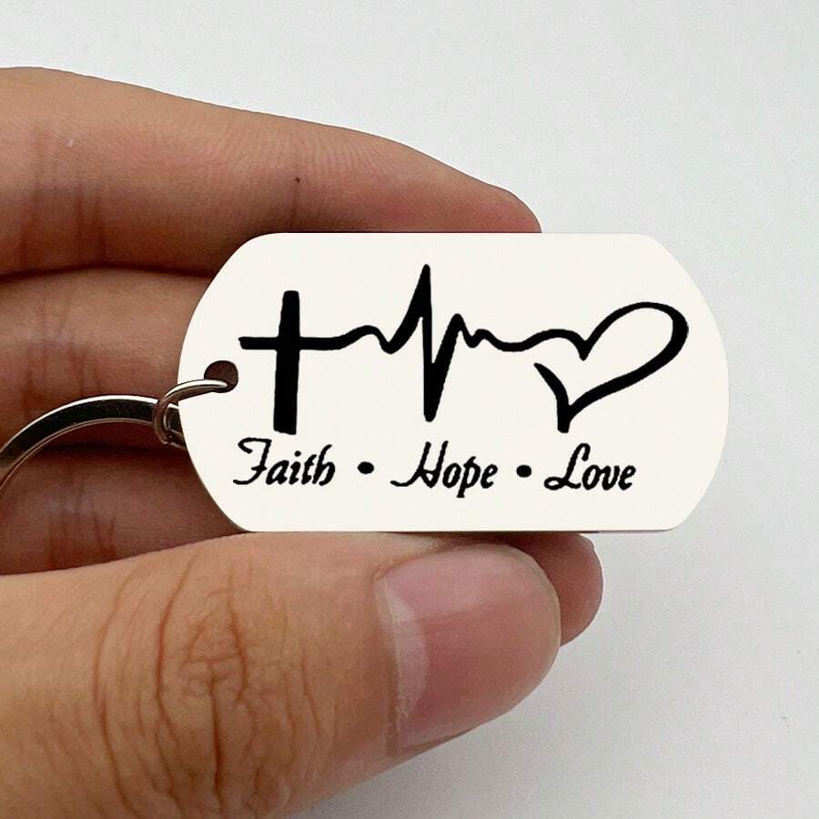 1入組信念希望愛生命線鑰匙扣，帶心形吊飾，適用於畢業、生日、聖誕節、啟發等