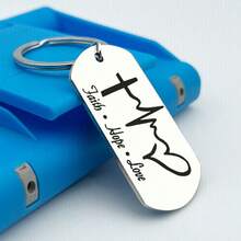 1入組信念希望愛生命線鑰匙扣，帶心形吊飾，適用於畢業、生日、聖誕節、啟發等