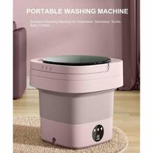 1pc 8L Lavadora Portátil, Mini Lavadora Plegable de con Tubo de Agua Lavadora de Limpieza Profunda y Centrifugado en Seco para Quickly Wash & Dehydrate Underwear,Dormitorio, Camping, RV Lavandería de Viaje - Oro rosa - Ver 6