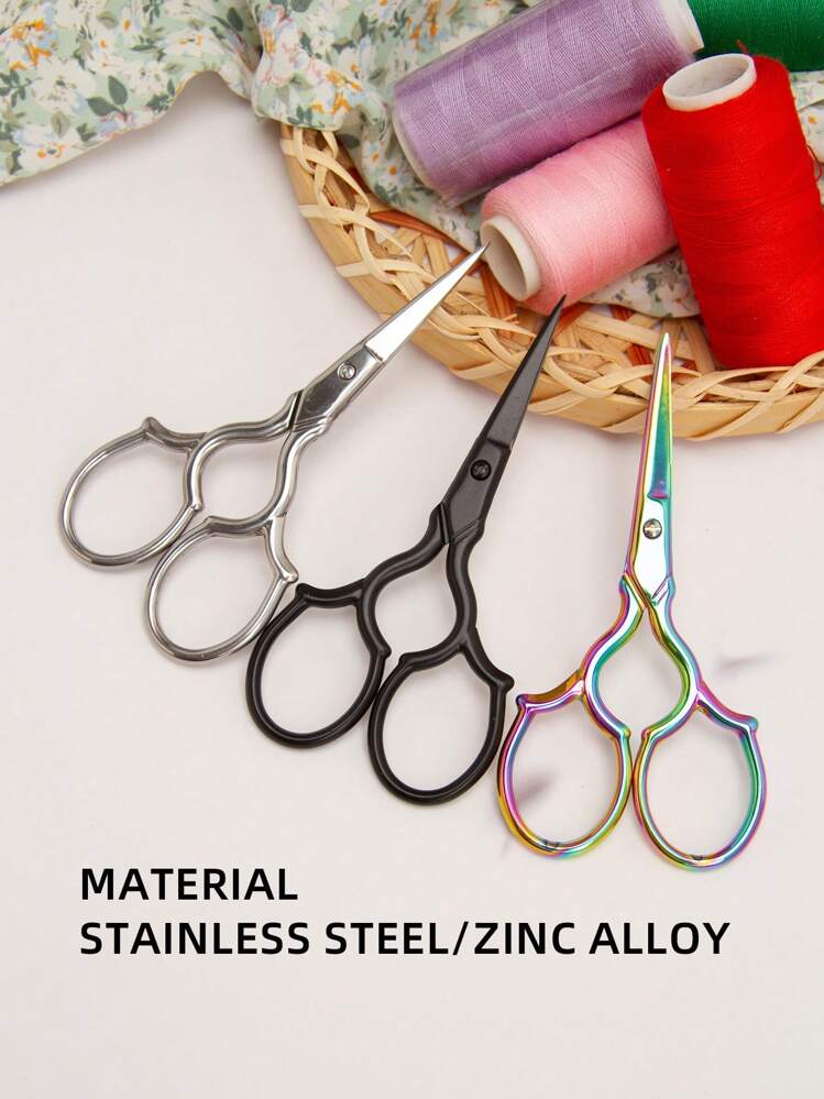 3.7-Inch Stainless Steel Rust-Resistant Scissors, Tailor Scissors, Thread Snips, Craft/Artwork Thread Scissors, Paper Craft Office Cut Scissors, Stainless Steel Brow Scissors, Mini Eyelash Scissors, Suitable For Beards, Mustaches, Nose Hair, Facial Hair. - Multicolor - View 6