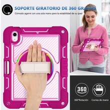 Funda Para iPad 9 8 7 Generación 10.2 Uso Rudo Correa - Rosa Fucsia - Ver 4