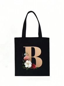 1 Stück Mode-Lässig Segeltuch Handtasche mit goldenem Buchstaben-Muster, Schultertasche, große Kapazität Frauen Einkaufstasche, faltbare wiederverwendbare Reisetasche, Urlaubsgeschenk, geeignet als Geschenk für Klassenkameraden, Freunde, Brautjungfern, Schwestern, Mütter, sehr passend für Schüler, die zur Schule zurückkehren, Sommerferien, Strand, Reisen, Pendeln, Geschäftsreisen, Picknick, Camping, Supermarkt, täglichen Gebrauch