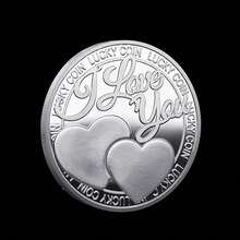 Moneda conmemorativa impresa con corazón dorado redondo y la frase "Te quiero" - Dorado - Ver 4