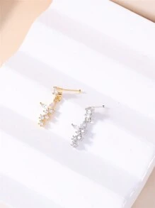 KARYOKO 1入蝴蝶掛墜式鼻釘戒指，女款CZ小寶石金銀色搖擺鼻釘首飾，適用於鼻部穿孔 - Ball End Nose Pin - 查看 7