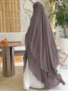 1 pièce Foulard long à double couche en mousseline de soie pour femmes, mode et élégant, convient pour le port quotidien et la prière pour le voile respirant et doux sous la abaya - Multicolore - Voir 5
