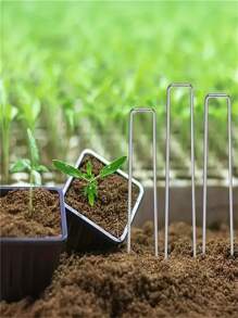 50/100/200入組U形花園釘，用於固定草皮、景觀布料、地面布、花園網，鍍鋅鋼花園釘，景觀蓋釘，附地面夾和墊圈 - 彩色 - 查看 8