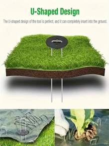 50/100/200入組U形花園釘，用於固定草皮、景觀布料、地面布、花園網，鍍鋅鋼花園釘，景觀蓋釘，附地面夾和墊圈 - 彩色 - 查看 11