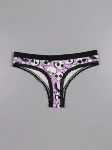 Bộ 4 quần lót ren phối màu gợi cảm, dễ thương phong cách Gothic dành cho nữ của Dircho, họa tiết Halloween màu hồng đen với hình mắt, đầu lâu, sao và nhện, chất liệu mềm mại, thoải mái, thích hợp cho đồ lót nữ. - Nhiều màu - Xem 8