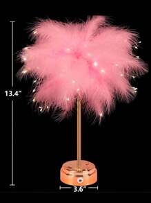 DeTODO Linda Lampara Decorativa de Plumas - Rosa coral - Ver 2