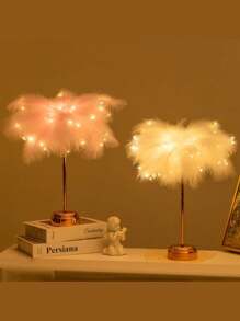 DeTODO Linda Lampara Decorativa de Plumas - Rosa coral - Ver 3