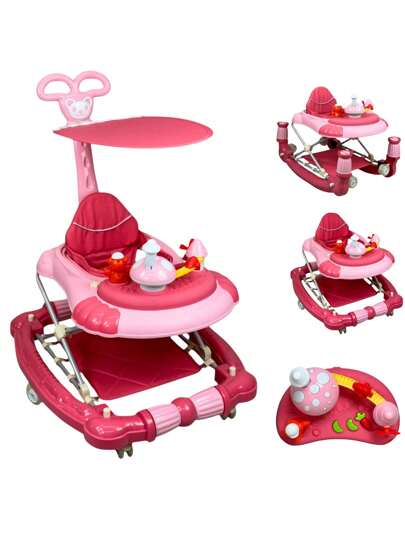 Andadera para Bebe Caminadora Plegable 3en1 Juguetero Musical Mecedora Hongo