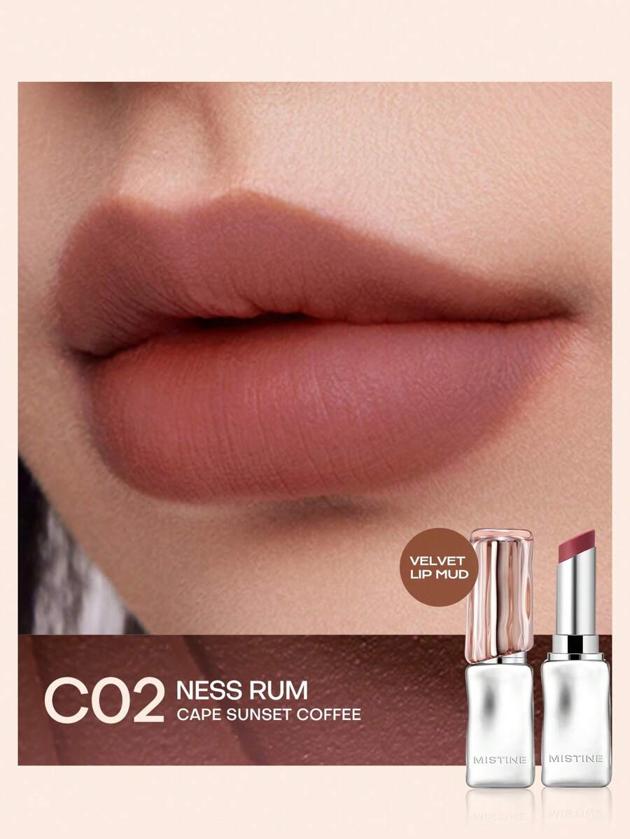 MISTINE 3.2克泰式拿铁奶油哑光唇膏，柔滑滋润，高显色度，淡化唇纹，不粘腻，防晕染，不沾杯，轻盈舒适，二氧化碳萃取，淡淡醇厚朗姆酒香气 - C02 NESS RUM - 查看 1