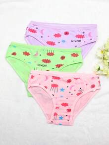 Set de 3 calzones de algodón para niña con diseño de nuves, diversos colores, calidad premium - Multicolor - Ver 4