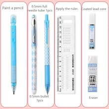 Bộ 6 văn phòng phẩm dành cho kỳ thi dành cho học sinh bao gồm bút chì, tẩy, thước kẻ, bộ đáp án bài kiểm tra, bộ văn phòng phẩm hoạt hình, bút chì xinh xắn, quà tặng lễ hội cho đồ dùng học tập - Nhiều màu - Xem 3