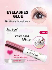 Asiteo 0.18 oz/1 pieza de pegamento para pestañas de estilo fuerte, transparente, impermeable, aspecto natural, sin látex para extensiones de pestañas DIY que mantienen pegamento de extensión de pestañas de larga duración, no irritante y de secado rápido con aplicador de cepillo,adhesivo para pestañas - Blanco - Ver 1