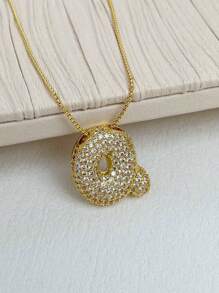 1 Peça Novo Colar de pingente de letra A-Z 26 CZ Exagerado Grande Estilo Hip-Hop de Luxo, Colar de corrente em aço inoxidável com banho de ouro 18K para homens e mulheres com nome ou inicial.
