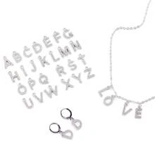 26pcs/Set A-Z Alphabet Shaped Charm Pendant With Rhinestones, For Women's DIY Alphabet Earrings, Necklaces And Jewelry Making - Alphabet Set - View 3