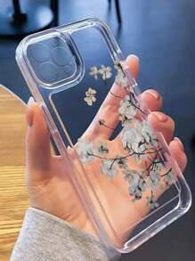 1pc Ins Style Space Shell Transparent Cream Protective Phone Case Compatible With Apple,International Version, Not The Domestic Version - Clear - View 3