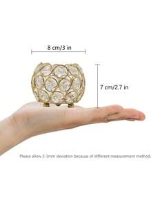 金色球形烛台镶嵌亚克力水晶，小碗/球形茶灯，许愿蜡烛，适用于万圣节、圣诞节餐桌装饰