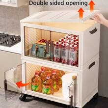 1 Multi-Layer Foldable Open Storage Cabinet For Home Living Room, High Aesthetic Storage Box, Clothing And Milk Powder Storage Box, Dormitory With Wheels, Multi-Layer Book And Snack Sorting Box, Open Storage Box, Storage Basket, Box, Box - 白色 - 查看 7