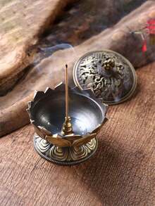 1入組紅銅蓮花香爐，迷你檀香香薰爐，適用於辦公室、露營、花園、庭院、燭光晚餐家居裝飾 - 彩色 - 查看 7