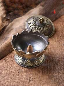 1入組紅銅蓮花香爐，迷你檀香香薰爐，適用於辦公室、露營、花園、庭院、燭光晚餐家居裝飾 - 彩色 - 查看 6