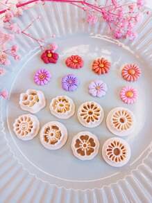 8入組夏季花朵造型聚合物粘土切割器 | 夏季切割器 | 耳環製作用花形切割器 | 3D列印切割器 | 粘土工具 - 淺粉色 - 查看 5