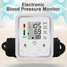 1 pieza Monitor de presión arterial, instrumento automático doméstico para medir la presión arterial, monitor de presión arterial de tipo para el brazo, monitor de presión arterial en inglés neutro con conexión USB - ¡Esta herramienta no incluye baterías!