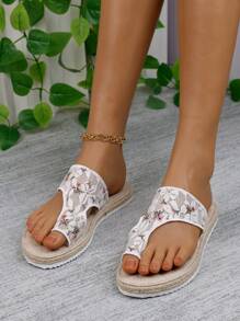 Sandalias planas de color verde del ejército talla grande para mujer, sandalias casuales de punta abierta, ligeras, tipo chanclas de playa de color camuflaje, suelas blandas, calzado para madres para exteriores