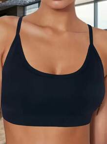 2 Packs Seamless Sports Bras With Strappy Cross Back Removable Pads For Yoga, Workout Soft Elastic Moisture Wicking Comfort Fit Backless Sports Bra For Women