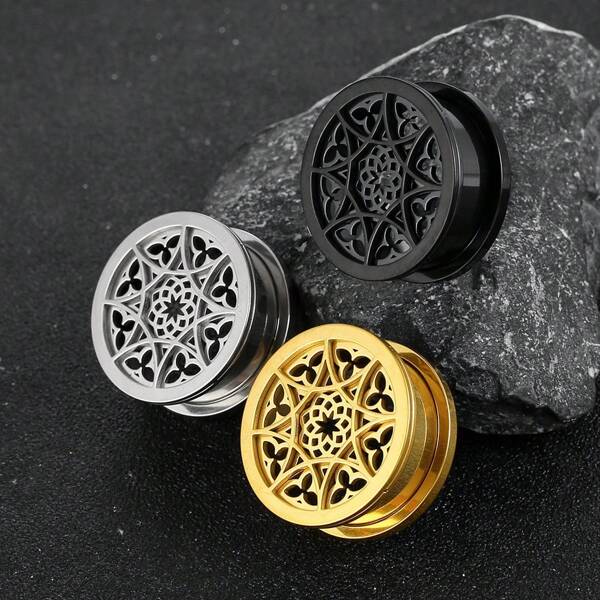 2PCS Flower 316 Stainless Steel Ear Gauges Stretcher Ear Plugs Tunnels Piercing Women Body Jewelry Earrings Valentines,Mom,Mother,Mother's Day,Gift