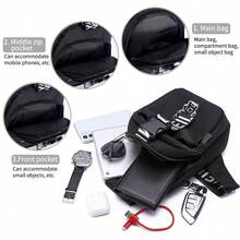 Conjunto de 2 piezas de mochila escolar que brilla en la oscuridad para hombres, puede contener computadoras de 16 pulgadas con un pecho paquete, para regreso a clases, de estilo minimalista de Oxford, con estampado de expresiones de dibujos animados, para estudiantes, hombres, niños, multiusos, regalos de Halloween, otoño, Navidad, grito, mochila multifuncional - Negro - Ver 9